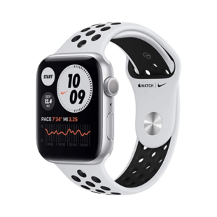 Apple Watch Nike Series 6 GPS + Cellular 44mm Silver Aluminium Case with Pure Platinum/Black Nike Sport Band - Regular on EMI