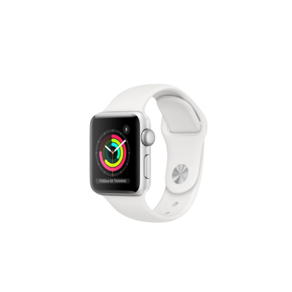Apple Watch Series 3 Gps 38Mm Silver Aluminium Case With White Sport Band On Emi