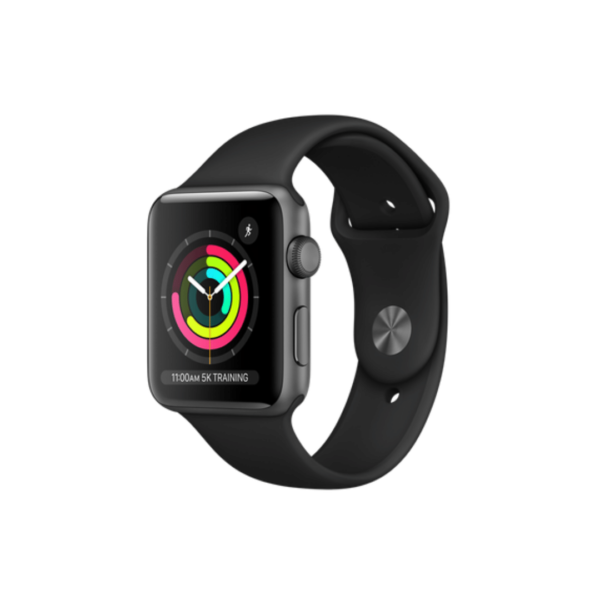 Apple Watch Series 3 Gps 42Mm Space Grey Aluminium Case With Black Sport Band On Emi