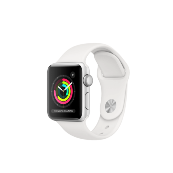 Apple Watch Series 3 Gps + Cellular 38Mm Silver Aluminium Case With White Sport Band On Emi