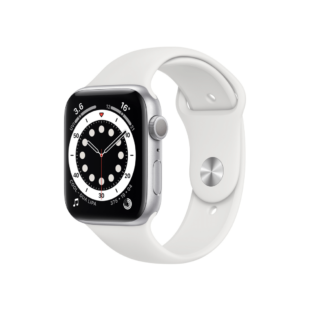 Apple Watch Series 6 GPS 44mm Silver Aluminium Case with White Sport Band - Regular on EMI