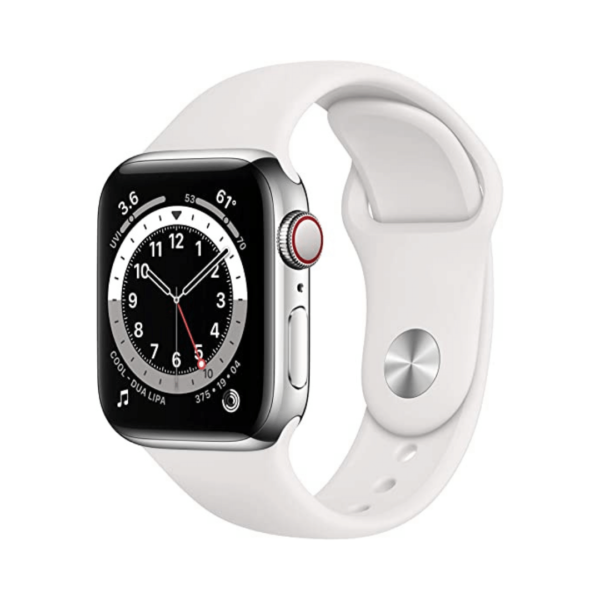 Apple Watch Series 6 Gps + Cellular 40Mm Silver Stainless Steel Case With White Sport Band - Regular On Emi
