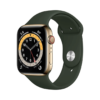 Apple Watch Series 6 GPS + Cellular 44mm Gold Stainless Steel Case with Cyprus Green Sport Band - Regular on EMI