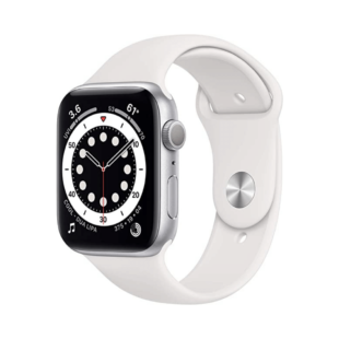 Apple Watch Series 6 GPS + Cellular 44mm Silver Aluminium Case with White Sport Band - Regular on EMI