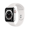 Apple Watch Series 6 GPS + Cellular 44mm Silver Stainless Steel Case with White Sport Band - Regular on EMI