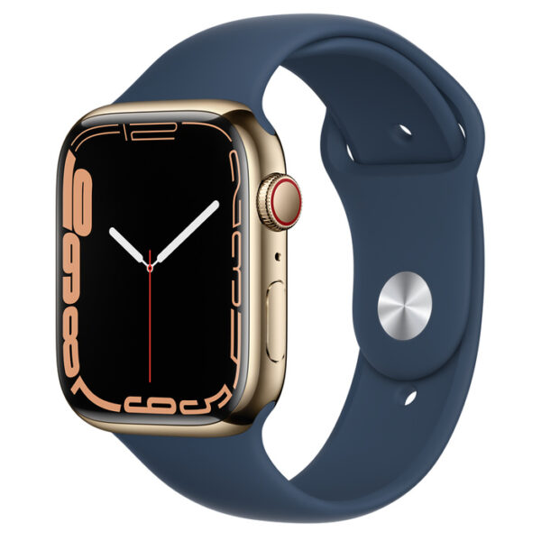 Apple Watch Series 7 Gps + Cellular 45Mm Gold Stainless Steel With Abyss Blue Sport Band - Regular On Emi