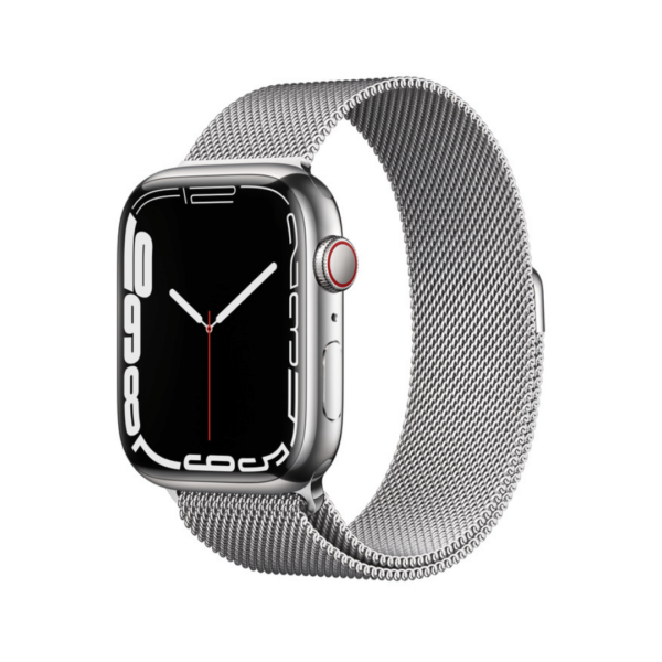 Apple Watch Series 7 Gps + Cellular 45Mm Silver Stainless Steel Case With Silver Milanese Loop On Emi
